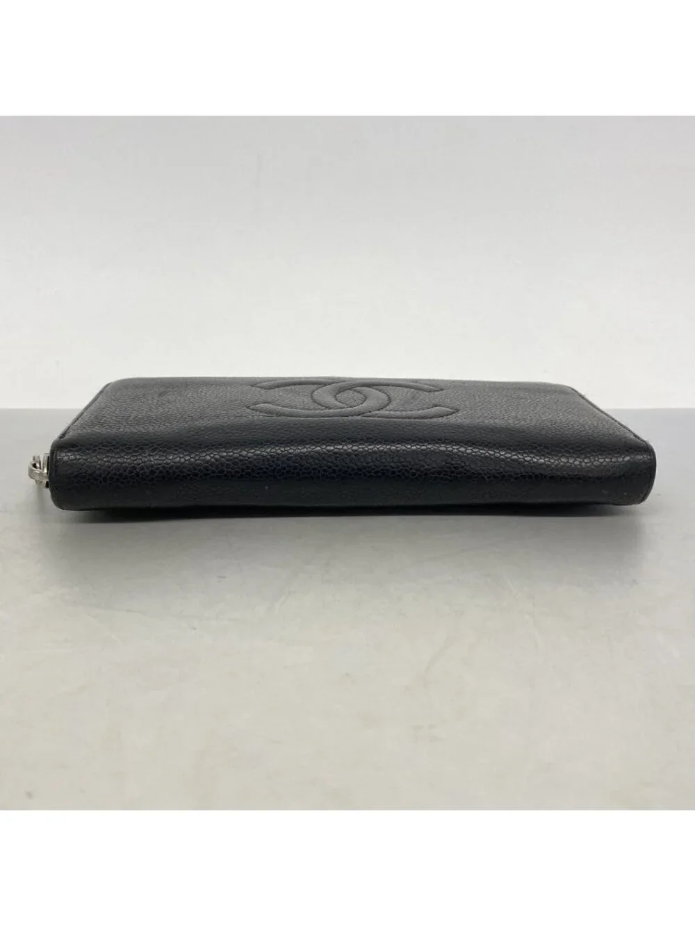 Chanel Wallet Caviar Leather Black Gold